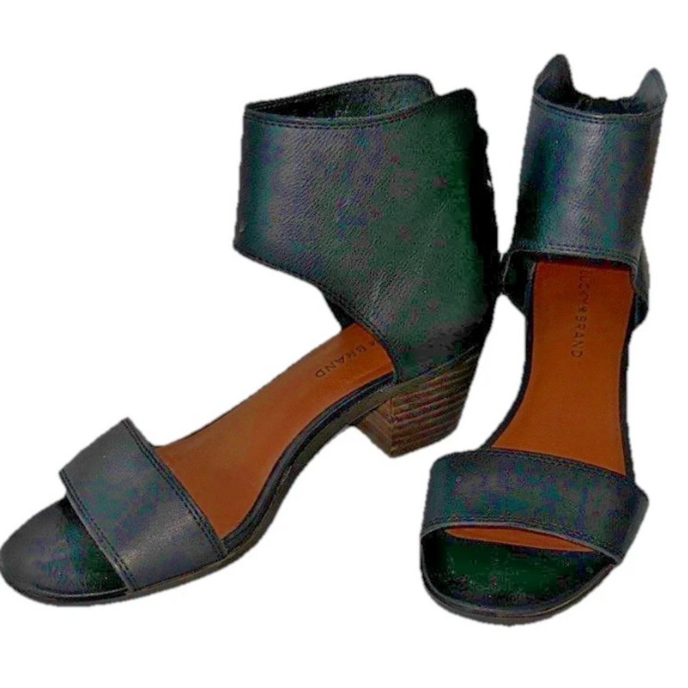 Lucky Brand Black Open-Toe Ankle Cuff Heel ladies sz 8.5 M